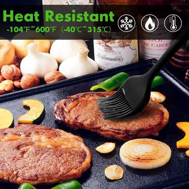 Alt view image 5 of 5 - HOTEC 600 Heat Resistasnt Basting Brushes, BPA Free Silicone Pastry Brush, Spread Oil Butter Sauce Marinades for BBQ Grill Barbecue Baking Kitchen Cooking Dishwasher Safe (Black 2)