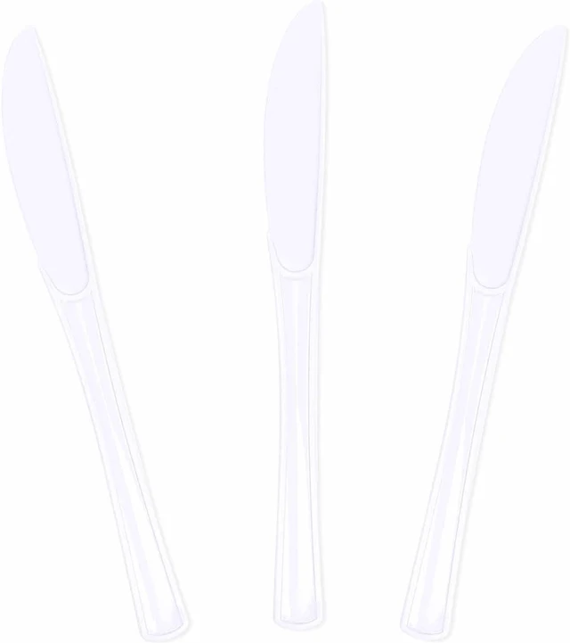 Main image of SietDESEO 25 PCS White Plastic Knives Disposable Utensils Heavy Duty White Knives Disposable Cutlery for Birthday Wedding Baby Shower Bridal Shower Plastic Silverware