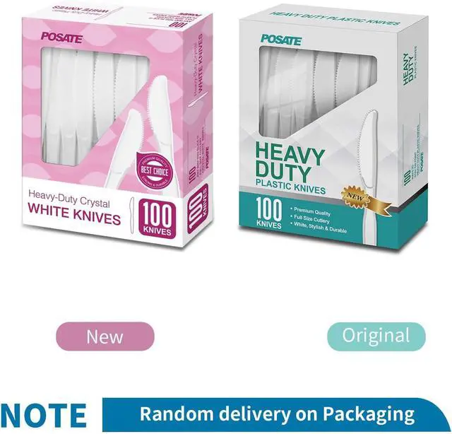 Alt view image 7 of 7 - POSATE White Plastic Knives Heavy Duty, Disposable Silverware 100 Count