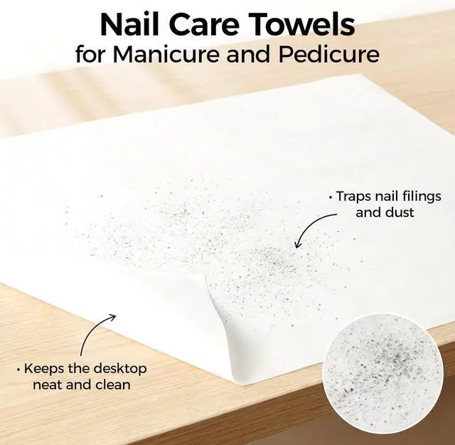 Alt view image 4 of 7 - 50 Nail Care Towels for Manicure and Pedicure, Toallas Para Pedicura Spa, Nail and Foot Mat for Collecting Filing Dust, Disposable, Lint-Free, Nail Supplies for Nail Techs, 10.6"X11.8"