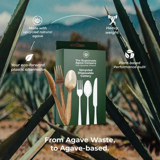 Alt view image 2 of 6 - Sustainable Agave Co - Agave Fiber Cutlery - 12 Sets / 36 Pieces - Plant-Based, Made With Upcycled Materials - Bulk Brown Forks, Knives & Spoons Variety Pack