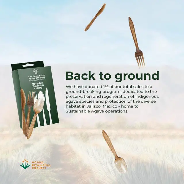 Alt view image 5 of 6 - Sustainable Agave Co - Agave Fiber Cutlery - 12 Sets / 36 Pieces - Plant-Based, Made With Upcycled Materials - Bulk Brown Forks, Knives & Spoons Variety Pack
