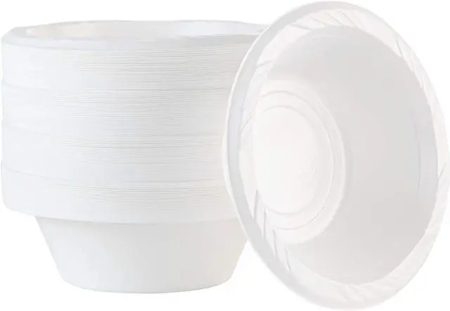 Main image of 100 Count Disposable 5 ounce White Plastic Dessert Bowls