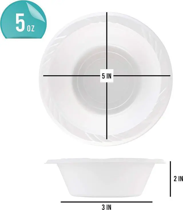 Alt view image 2 of 6 - 100 Count Disposable 5 ounce White Plastic Dessert Bowls