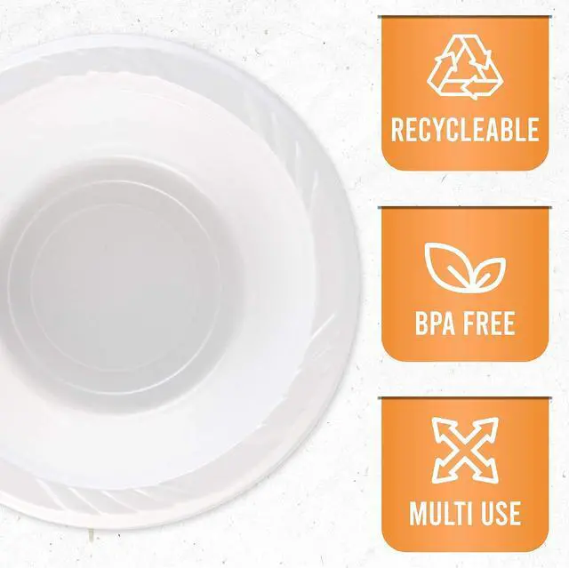 Alt view image 6 of 6 - 100 Count Disposable 5 ounce White Plastic Dessert Bowls