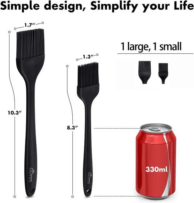 Alt view image 2 of 5 - HOTEC 600 Heat Resistasnt Basting Brushes, BPA Free Silicone Pastry Brush, Spread Oil Butter Sauce Marinades for BBQ Grill Barbecue Baking Kitchen Cooking Dishwasher Safe (Black 2)