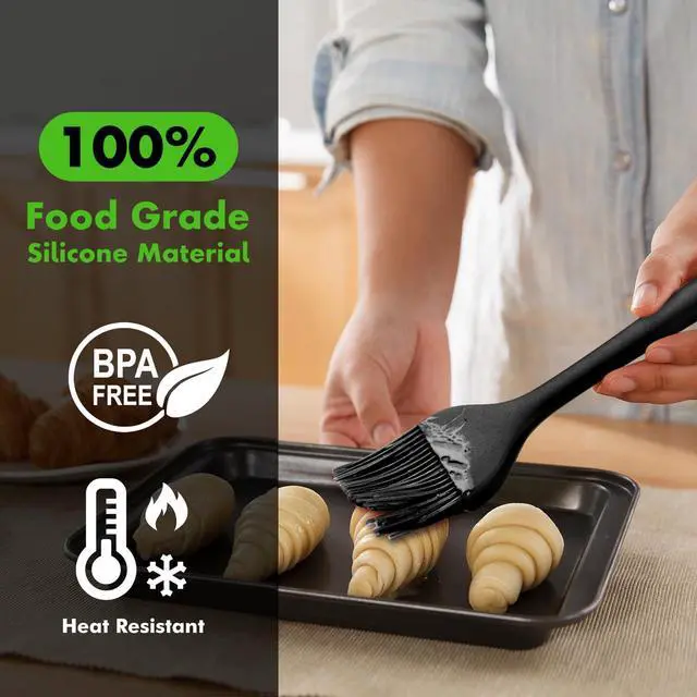 Alt view image 3 of 5 - HOTEC 600 Heat Resistasnt Basting Brushes, BPA Free Silicone Pastry Brush, Spread Oil Butter Sauce Marinades for BBQ Grill Barbecue Baking Kitchen Cooking Dishwasher Safe (Black 2)