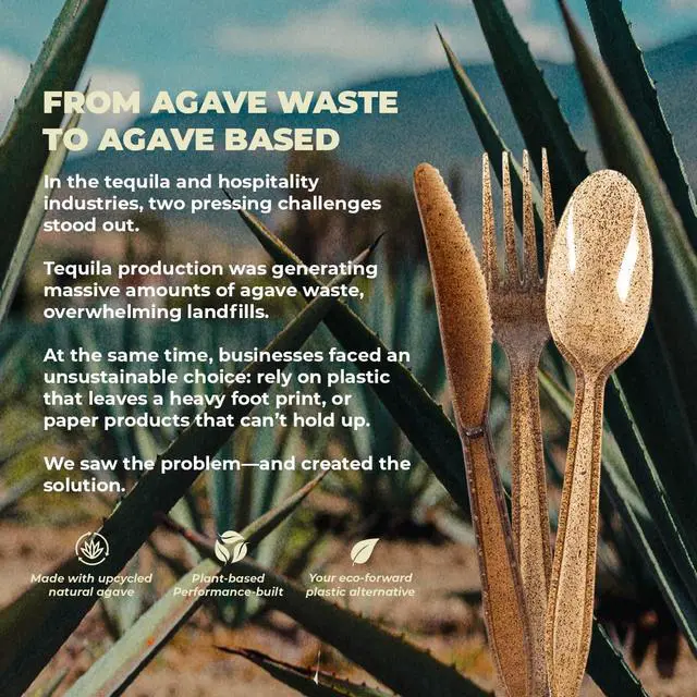 Alt view image 4 of 6 - Sustainable Agave Co - Agave Fiber Cutlery - 12 Sets / 36 Pieces - Plant-Based, Made With Upcycled Materials - Bulk Brown Forks, Knives & Spoons Variety Pack