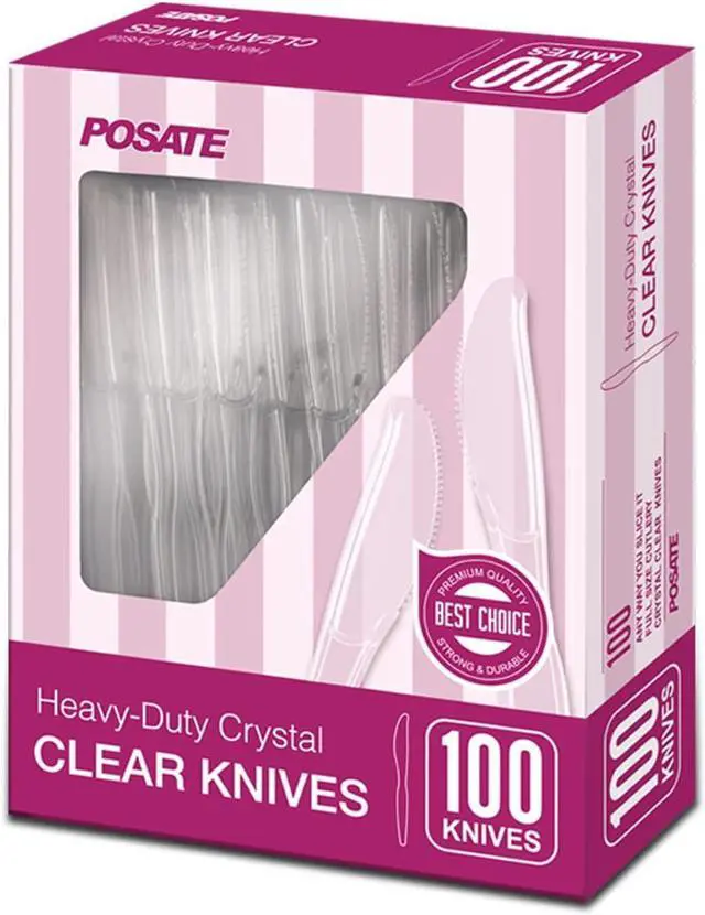 Main image of POSATE Clear Knives, Heavy-Duty Crystal (100 Knives)