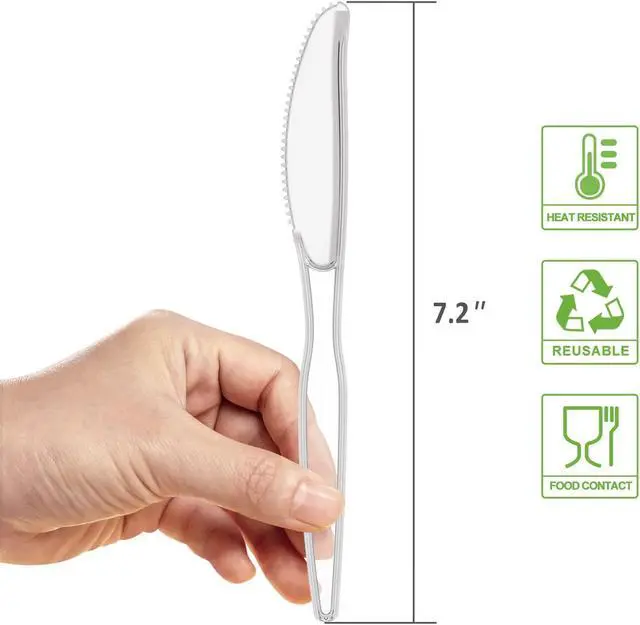 Alt view image 2 of 7 - POSATE Clear Knives, Heavy-Duty Crystal (100 Knives)