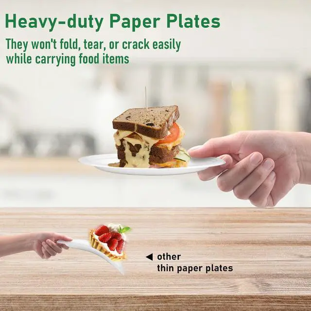 Alt view image 4 of 7 - 6 Inch Small Dessert Plates, 125 Pack Disposable White Plates