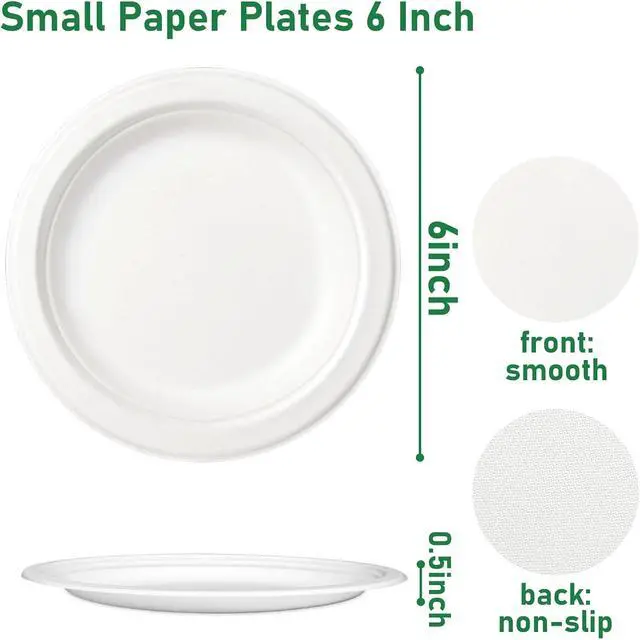 Alt view image 6 of 7 - 6 Inch Small Dessert Plates, 125 Pack Disposable White Plates