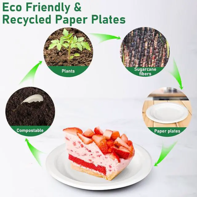 Alt view image 7 of 7 - 6 Inch Small Dessert Plates, 125 Pack Disposable White Plates