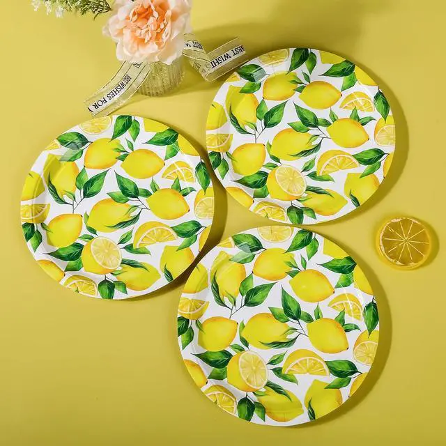 Alt view image 6 of 7 - Lemon Party Plates Summer Fruit Disposable Paper Plates 7"