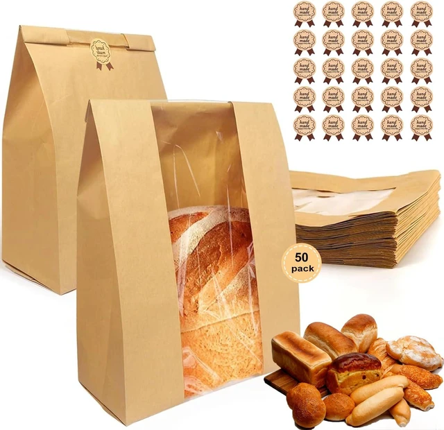 Main image of 50 Pack thicker Large Sourdough Bread bags for Homemade Breads(13.7x8.26x3.54in).with Window bags & 75pcs label,for Packaging and Storage of Baked Goods