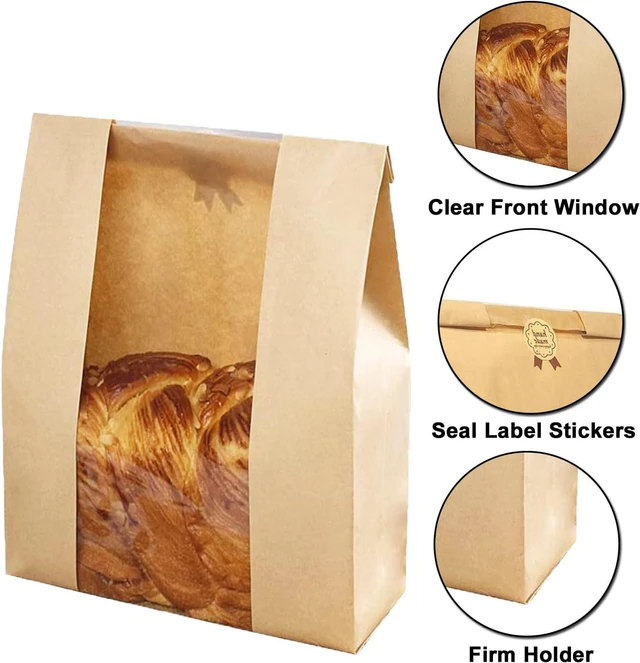Alt view image 2 of 7 - 50 Pack thicker Large Sourdough Bread bags for Homemade Breads(13.7x8.26x3.54in).with Window bags & 75pcs label,for Packaging and Storage of Baked Goods
