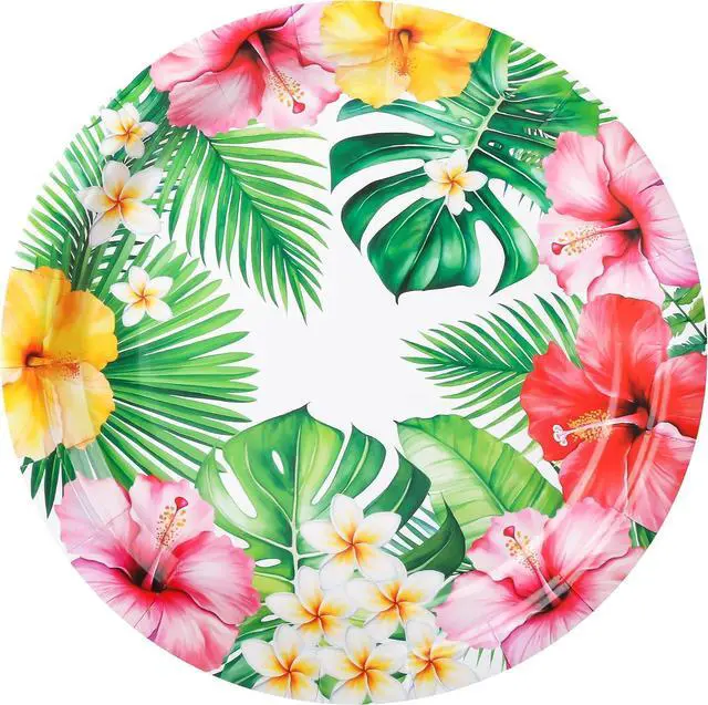 Main image of 24 Pcs Hawaiian Luau Aloha Disposable Paper Plates 7 Inch