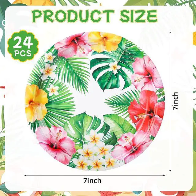Alt view image 2 of 7 - 24 Pcs Hawaiian Luau Aloha Disposable Paper Plates 7 Inch