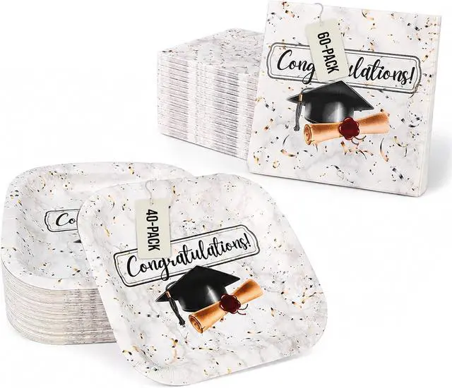 Main image of Iconikal 100-Piece Graduation Party Pack 40 Plates & 60 Napkins