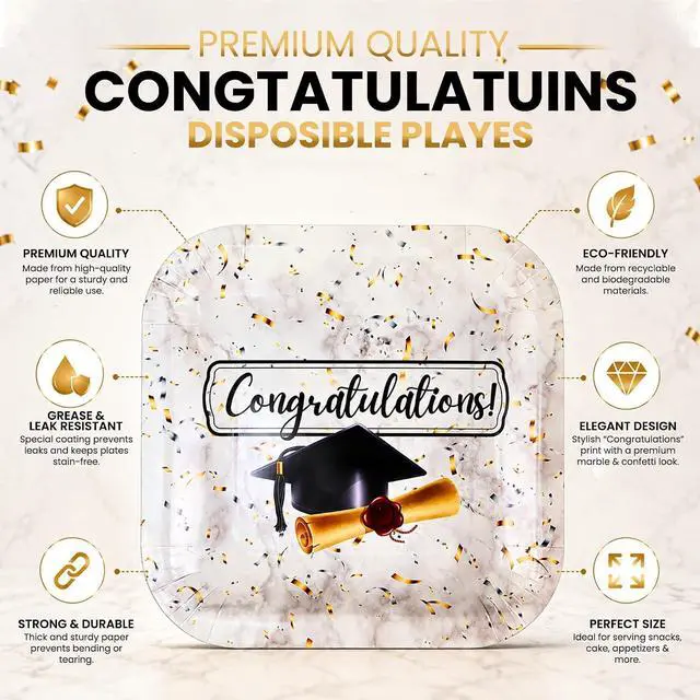 Alt view image 2 of 7 - Iconikal 100-Piece Graduation Party Pack 40 Plates & 60 Napkins