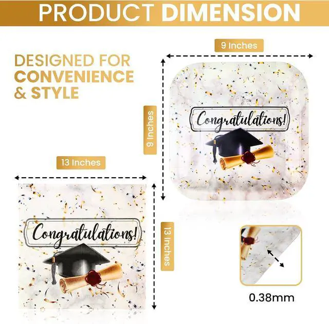 Alt view image 4 of 7 - Iconikal 100-Piece Graduation Party Pack 40 Plates & 60 Napkins