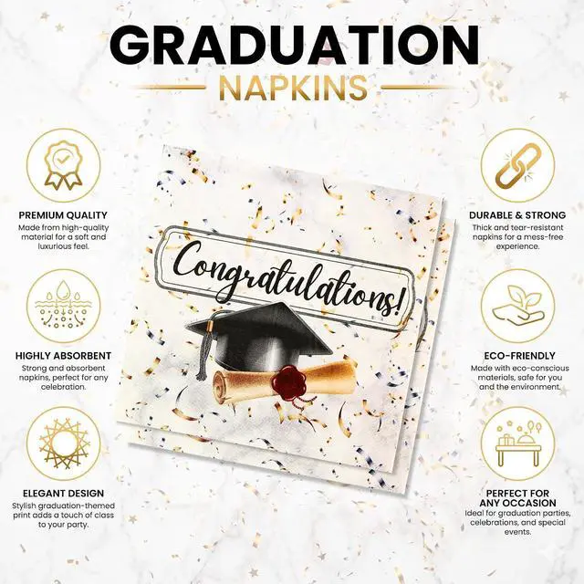 Alt view image 3 of 7 - Iconikal 100-Piece Graduation Party Pack 40 Plates & 60 Napkins