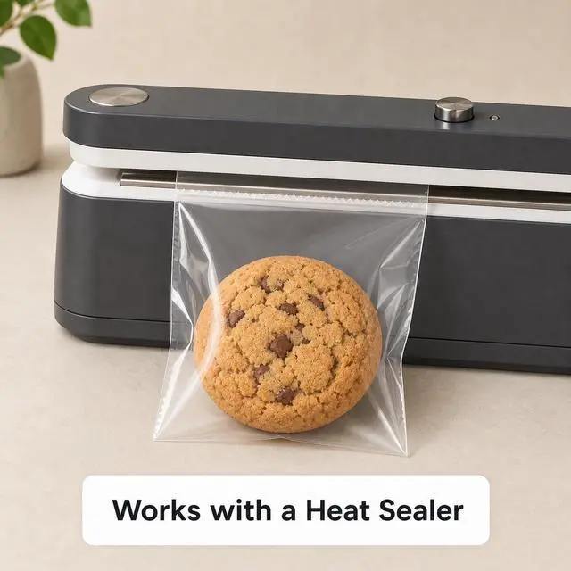 Alt view image 5 of 7 - KayLe 5 x 7 Clear Treat Bags, 100 Count Heat Sealable PET Cookie Bags, Bakery Packaging Bags for Cookies, Candy & Snacks | 5 x 7 Clear 100