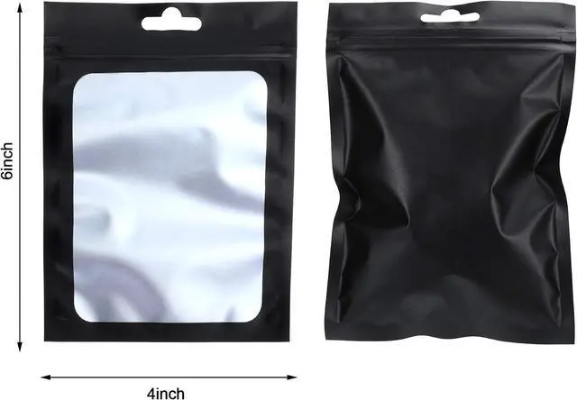 Alt view image 2 of 7 - Boao 100 Pcs Resealable Foil Food Storage Bags,4 x 6 Inch,Black