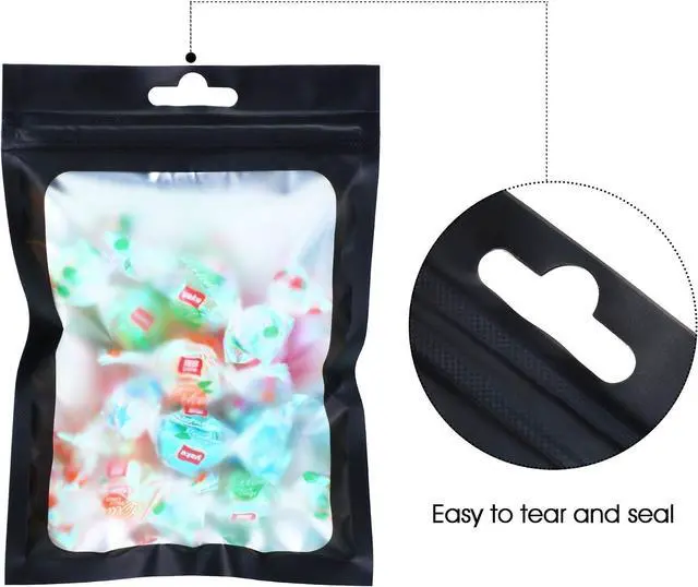 Alt view image 3 of 7 - Boao 100 Pcs Resealable Foil Food Storage Bags,4 x 6 Inch,Black