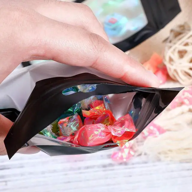 Alt view image 6 of 7 - Boao 100 Pcs Resealable Foil Food Storage Bags,4 x 6 Inch,Black