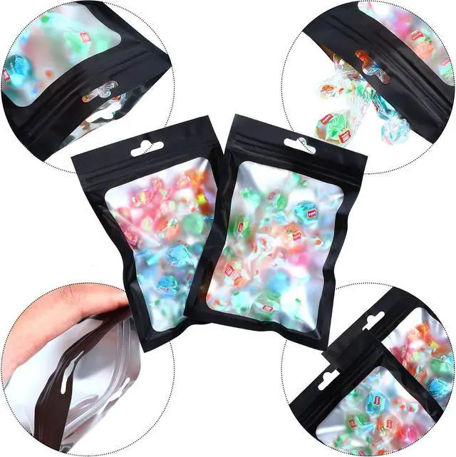 Alt view image 4 of 7 - Boao 100 Pcs Resealable Foil Food Storage Bags,4 x 6 Inch,Black