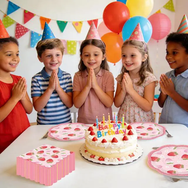 Alt view image 6 of 7 - 50pcs Strawberry Paper Plates and Napkins Party Decorations, 7 inch Disposable Berry Birthday Dessert Plates and Napkins Fruit Themed Tableware Set Supplies for Summer Sweet One Baby Shower Berry 1st