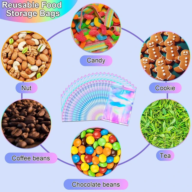 Alt view image 4 of 6 - ANZNKU 150 Pcs 3×4 In Holographic Mylar Bags Resealable with Clear Window