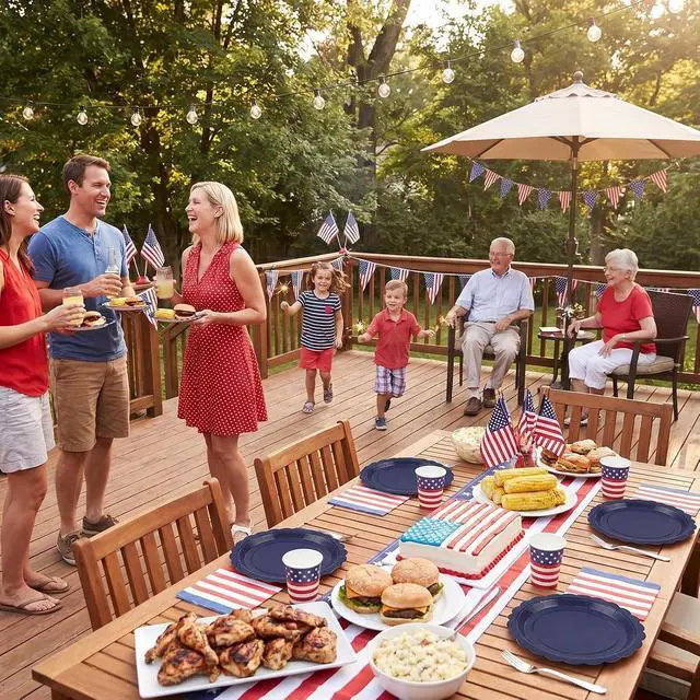 Alt view image 7 of 7 - 40Pcs Navy Blue Paper Plates 7 Inch Disposable Scalloped Dessert Platter for 4th of July Independence Day