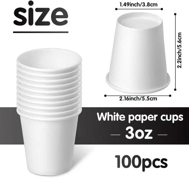 Alt view image 2 of 7 - 3 oz 100 Pack Disposable Paper Cups, Bathroom Mouthwash Cups