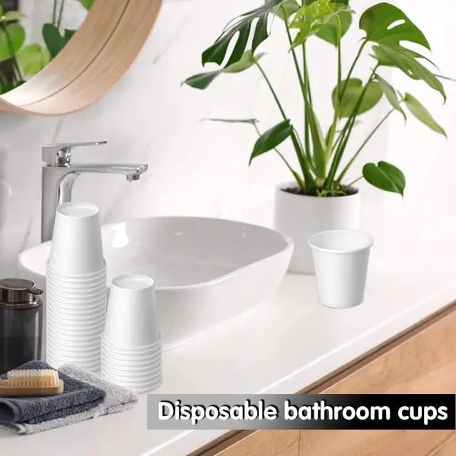 Alt view image 4 of 7 - 3 oz 100 Pack Disposable Paper Cups, Bathroom Mouthwash Cups