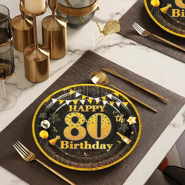 Alt view image 7 of 7 - 7" Party Paper Plates 80th Birthday Decorations 50 Pcs