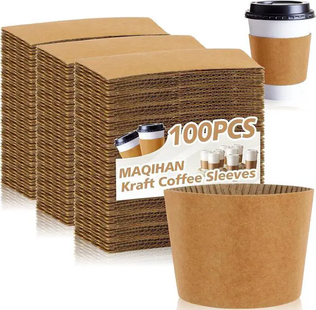Main image of MAQIHAN 100PCS Coffee Cup Sleeves - Coffee Sleeve Disposable for Hot Drinks