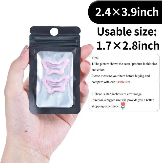 Alt view image 3 of 7 - 100 Pcs Black Zipper Bags for Food Storage and Small Business(2.4x3.9 inch)