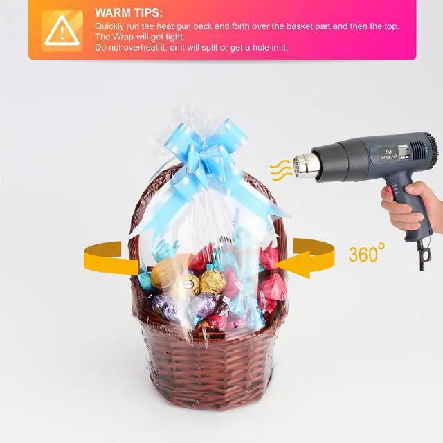 Alt view image 5 of 7 - AOUKAR Shrink Wrap Bags for Gift Baskets 36Pcs 14x18 Inches Chear PVC Heat Shrink Bags Cellophane Wrap for Packaging Large Bags for Easter, Holiday, Birthday, and Any Occasion