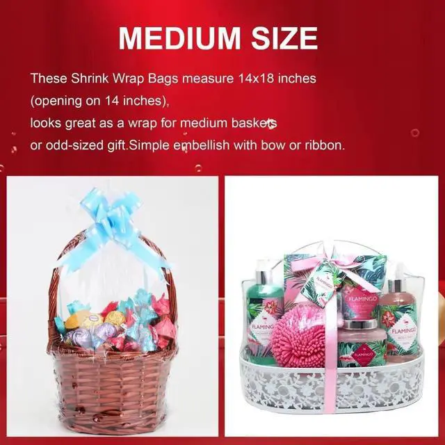Alt view image 6 of 7 - AOUKAR Shrink Wrap Bags for Gift Baskets 36Pcs 14x18 Inches Chear PVC Heat Shrink Bags Cellophane Wrap for Packaging Large Bags for Easter, Holiday, Birthday, and Any Occasion