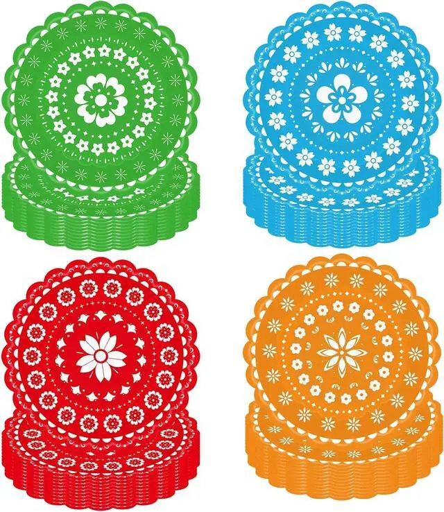 Main image of 48 PCS Mexican Fiesta Paper Plates 7 Inch, Disposable Cinco De Mayo Party Plates Mexico Papel Picado Dinner Cake Dessert Plate for Carnival Pinata Taco Dance Birthday Decorations (Fiesta)
