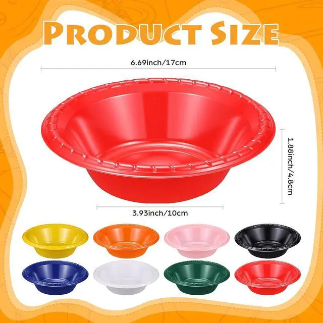 Alt view image 2 of 7 - 24 Pack 16oz Red Disposable Plastic Bowls Dessert, Ice Cream, Salad, Soup Serving Cups for Party, Picnic, Food Snacks (Red)