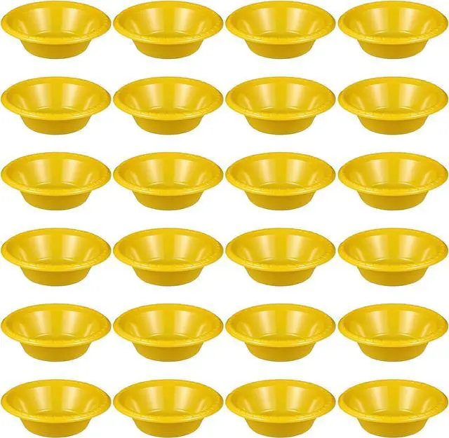 Main image of 24 Pack 16oz Yellow Disposable Plastic Bowls Dessert, Ice Cream, Salad, Soup Serving Cups for Party, Picnic, Food Snacks (Yellow)