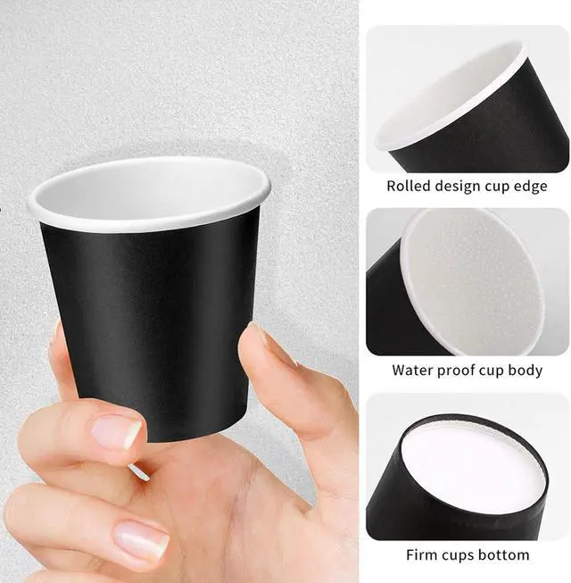 Alt view image 3 of 7 - 100 Pack 3 oz Bathroom Cups, Black Mouthwash Cups, Small Paper Cups