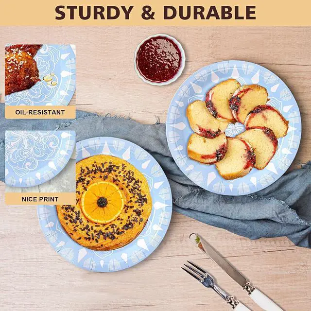 Alt view image 3 of 7 - Colored Paper Plates for Party Supplies, 60 Count Multicolor Disposable Dessert Cake Plates for Birthday Baby Shower Cocktail Decorations 7 inch
