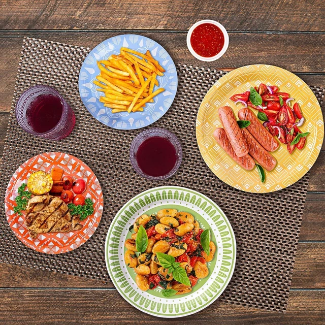 Alt view image 7 of 7 - Colored Paper Plates for Party Supplies, 60 Count Multicolor Disposable Dessert Cake Plates for Birthday Baby Shower Cocktail Decorations 7 inch