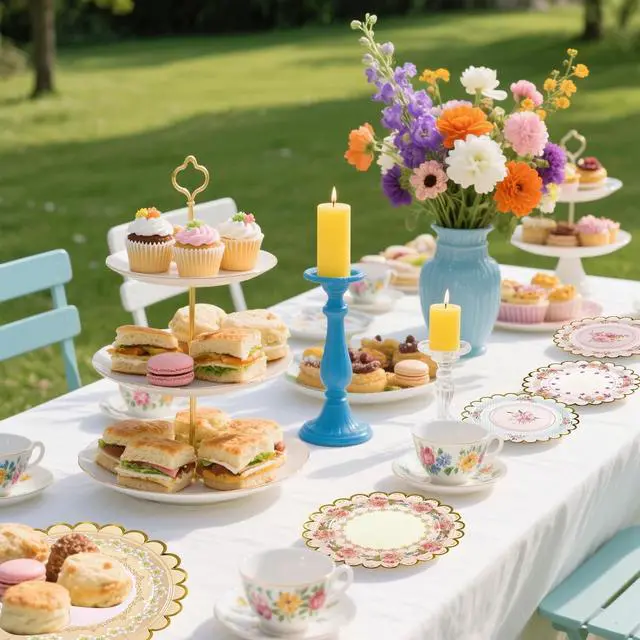 Alt view image 7 of 7 - 48 PCS Vintage Floral Paper Plates 7 inch, Scalloped Flower Tea Party Plates Disposable Cake Dessert Plate for Birthday Bridal Shower Baby Shower Wedding Party Decorations (Floral)