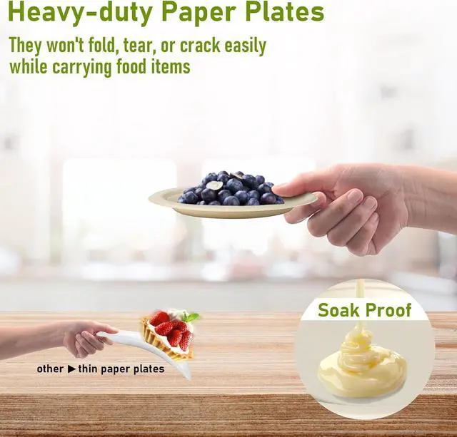 Alt view image 3 of 7 - Small Disposable Plates 6 inch,50 Pack Compostable Dessert Plates