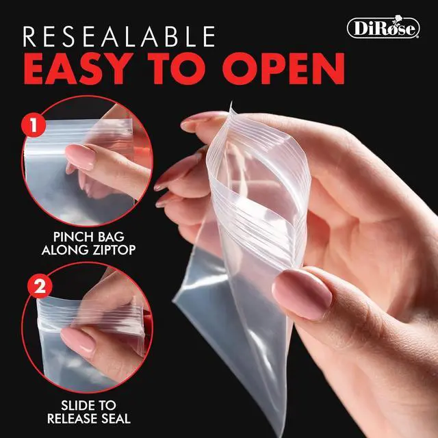 Alt view image 5 of 7 - Dirose 4" x 5" Clear Reclosable Poly Bags Pack of 100, 2 Mil Thickness Resealable Plastic Zip Bags for Snacks, Hardware, Arts & Crafts, and Storage